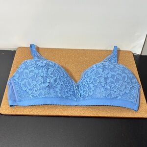 Knix Cornflower Blue Lace Bra XL Back Closure Wireless